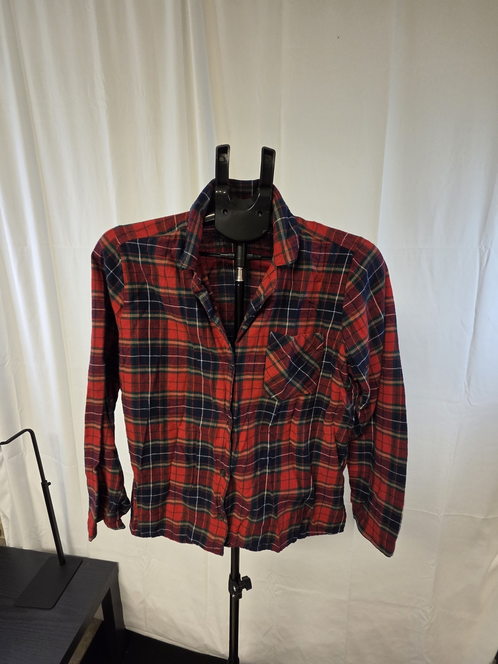 Old Navy Red and Navy Plaid Button-Down Shirt